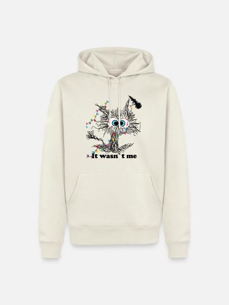 Lustige Augen und Weihnachtslichter Design - Männer Premium Bio Hoodie - Naturweiß
