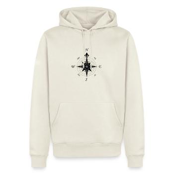 Windrose - Kompass - retro - Männer Premium Bio Hoodie - Naturweiß - Vorne - Nico (187cm)