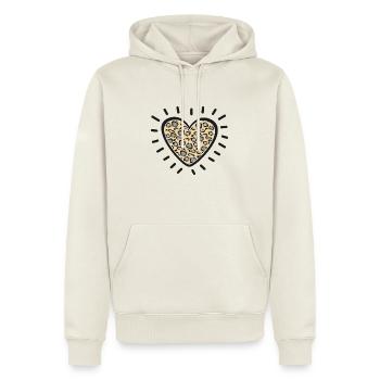 Leopardherz-Burst - Männer Premium Bio Hoodie - Naturweiß - Vorne - Nico (187cm)