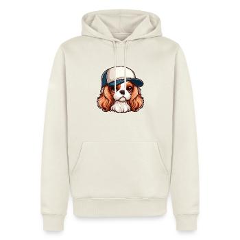 Chien Cavalier King Charles chien - casquette - Sweat à capuche Premium bio Homme - blanc cassé - Devant - Nico (187cm)