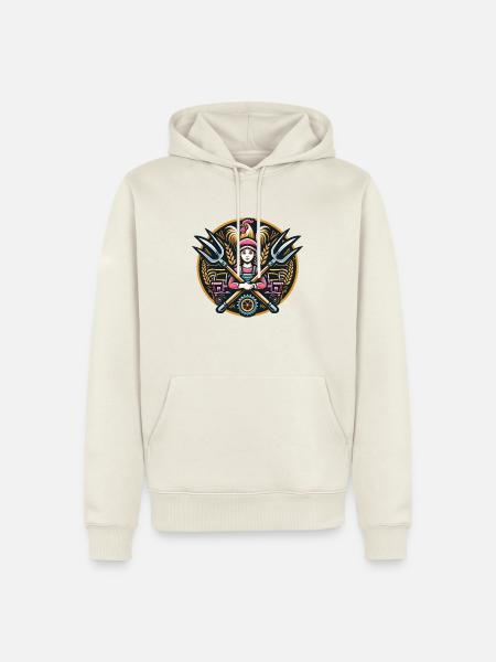 Fille du village logo - Sweat à capuche Premium bio Homme - blanc cassé