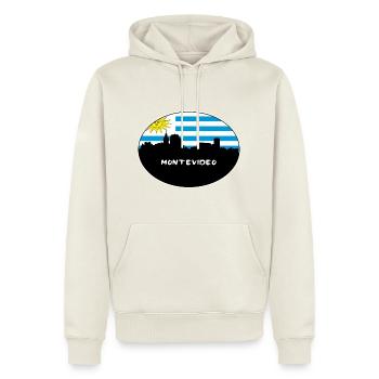 Montevideo-Uruguay-Flaggen-Skyline-Schattenbild-Reise - Männer Premium Bio Hoodie - Naturweiß - Vorne - Nico (187cm)