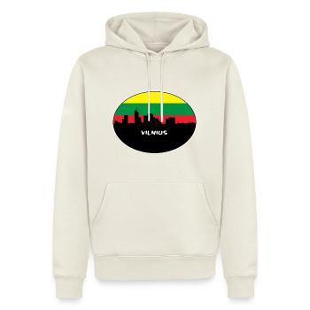 Vilnius Litauen Flagge Skyline Silhouette Reisen - Männer Premium Bio Hoodie - Naturweiß - Vorne - Nico (187cm)