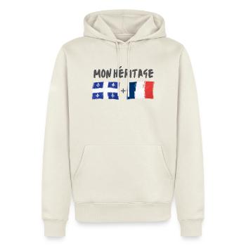 mon héritage france et québec - Sweat à capuche Premium bio Homme - blanc cassé - Devant - Nico (187cm)