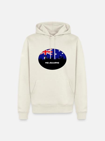 Melbourne-Australien-Flaggen-Skyline-Schattenbild-Reise - Männer Premium Bio Hoodie - Naturweiß