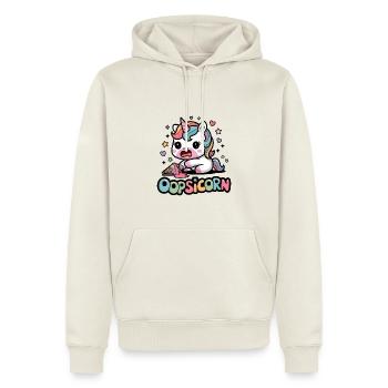 Oopsicorn - Sweat à capuche Premium bio Homme - blanc cassé - Devant - Nico (187cm)