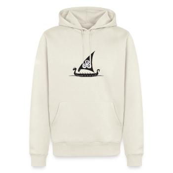 Voile de navire viking Triskel - Sweat à capuche Premium bio Homme - blanc cassé - Devant - Nico (187cm)