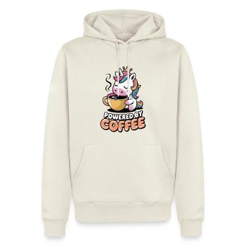 Propulsé par le café - Sweat à capuche Premium bio Homme - blanc cassé - Devant - Nico (187cm)