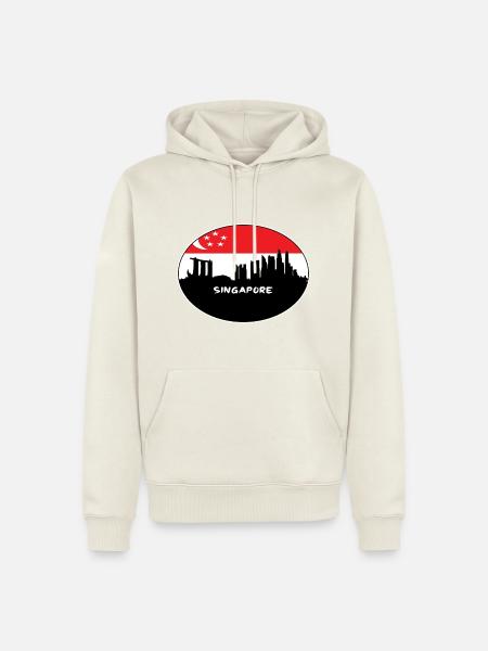 Singapur Singapur-Flaggen-Skyline-Schattenbild-Reise - Männer Premium Bio Hoodie - Naturweiß