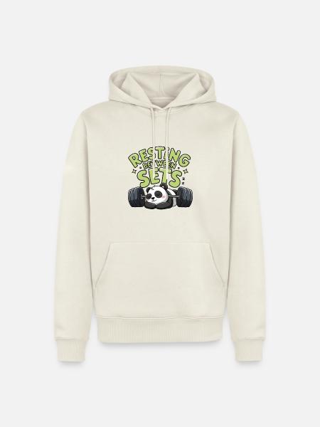 Pause zwischen den Sätzen - Männer Premium Bio Hoodie - Naturweiß