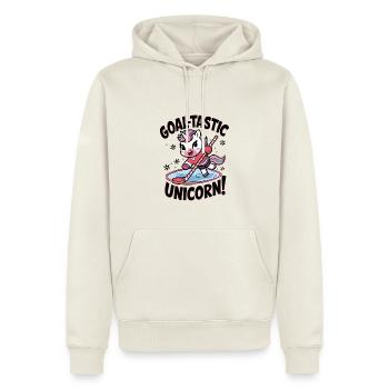 Licorne but-tastique ! - Sweat à capuche Premium bio Homme - blanc cassé - Devant - Nico (187cm)