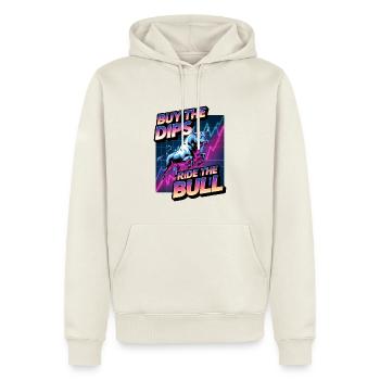 Acheter Les Dips Ride Le Taureau - Sweat à capuche Premium bio Homme - blanc cassé - Devant - Nico (187cm)