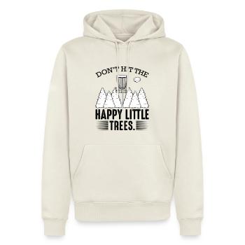 Don‘t Hit The Happy Little Trees Discgolf Geschenk - Männer Premium Bio Hoodie - Naturweiß - Vorne - Nico (187cm)