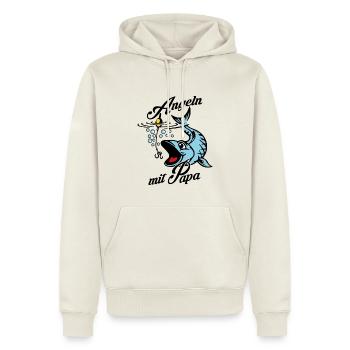 Angeln mit Papa. Ein Angeltag mit Papa - Männer Premium Bio Hoodie - Naturweiß - Vorne - Nico (187cm)