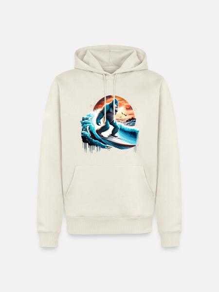 Big Foot Surfen - Männer Premium Bio Hoodie - Naturweiß