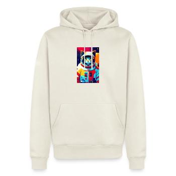 Astronauten-Katze - Männer Premium Bio Hoodie - Naturweiß - Vorne - Nico (187cm)