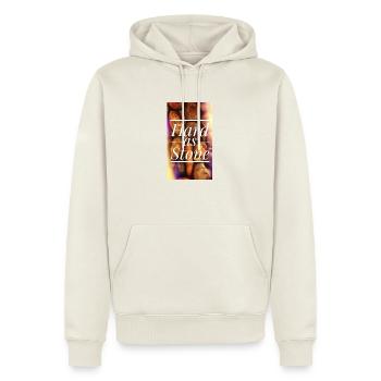 Hart wie Stein Typografie - Männer Premium Bio Hoodie - Naturweiß - Vorne - Nico (187cm)