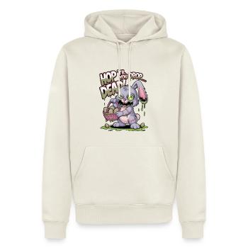 Hüpfe, bis du tot umfällst! - Männer Premium Bio Hoodie - Naturweiß - Vorne - Nico (187cm)