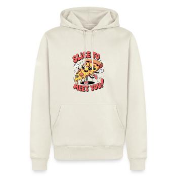 Slice, um Sie zu treffen! - Männer Premium Bio Hoodie - Naturweiß - Vorne - Nico (187cm)