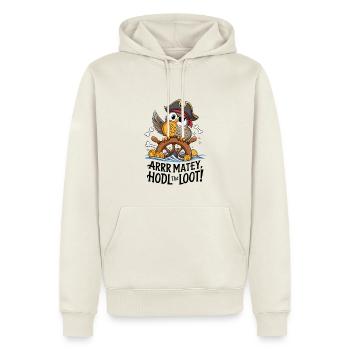 Hodl Le Butin ! - Sweat à capuche Premium bio Homme - blanc cassé - Devant - Nico (187cm)