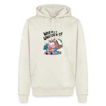 Warm And Unicorn-y! - Men’s Premium Organic Hoodie - off white - Front - Nico (187cm)