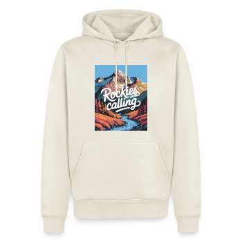Rockies Calling - Men’s Premium Organic Hoodie - off white - Front - Nico (187cm)
