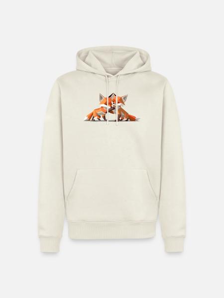 Low-poly Fox Cubs - Männer Premium Bio Hoodie - Naturweiß