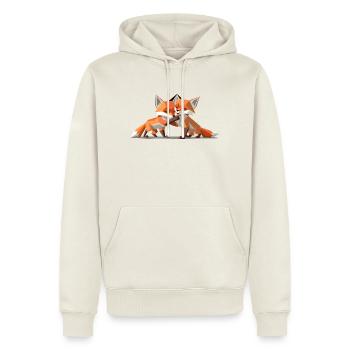 Low-poly Fox Cubs - Männer Premium Bio Hoodie - Naturweiß - Vorne - Nico (187cm)
