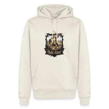 Hodl la ligne ! - Sweat à capuche Premium bio Homme - blanc cassé - Devant - Nico (187cm)