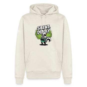 Silencieux mais mortel - Sweat à capuche Premium bio Homme - blanc cassé - Devant - Nico (187cm)
