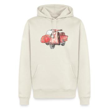 Vintage scooter avec side-car - Sweat à capuche Premium bio Homme - blanc cassé - Devant - Nico (187cm)