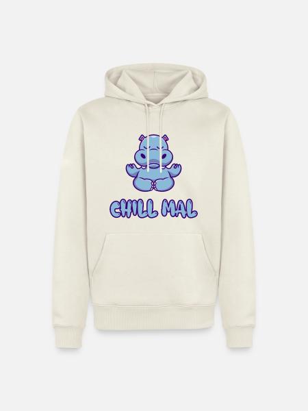Chill Mal Hippo Meditation - Männer Premium Bio Hoodie - Naturweiß
