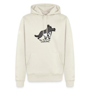 Schof im Wolfspelz - Männer Premium Bio Hoodie - Naturweiß - Vorne - Nico (187cm)
