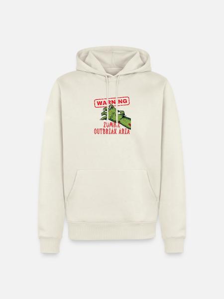 Warnung Zombie Outbreak Area Brain Eater - Männer Premium Bio Hoodie - Naturweiß