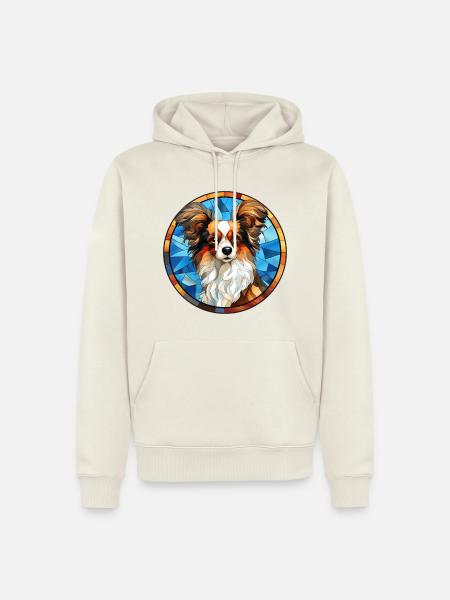 Papillon Hunderasse Aquarellglas - Männer Premium Bio Hoodie - Naturweiß