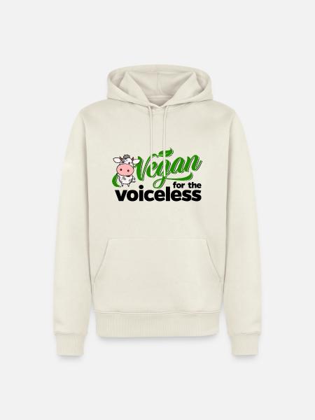 Vegan for the Voiceless - Kuh Motiv - Männer Premium Bio Hoodie - Naturweiß