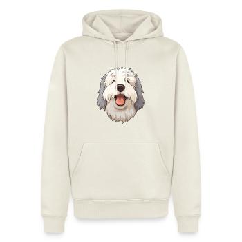 Alter englischer Schäferhund Hunderasse Aquarell-Karikatur - Männer Premium Bio Hoodie - Naturweiß - Vorne - Nico (187cm)