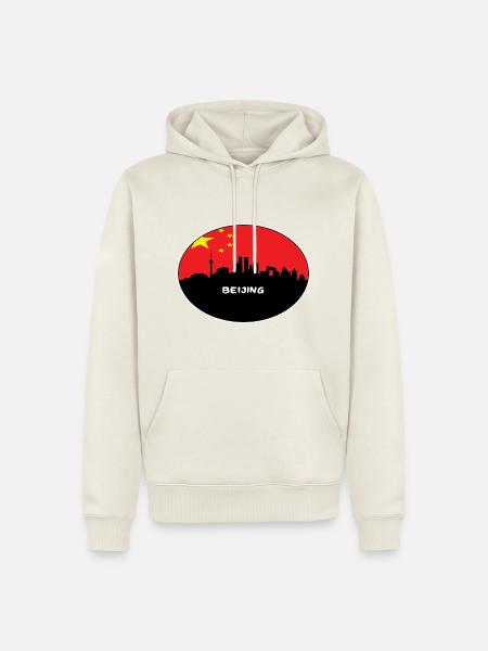 Peking-China-Flaggen-Skyline-Schattenbild-Reise - Männer Premium Bio Hoodie - Naturweiß