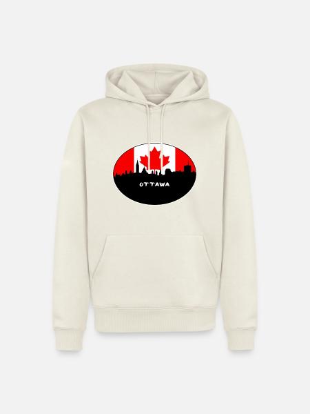 Ottawa-Kanada-Flaggen-Skyline-Schattenbild-Reise - Männer Premium Bio Hoodie - Naturweiß