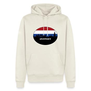 Groningen Niederlande Flagge Skyline Silhouette Trav - Männer Premium Bio Hoodie - Naturweiß - Vorne - Nico (187cm)