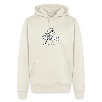 Strichel zieht Gürtel enger: Minimalistischer Witz - Männer Premium Bio Hoodie - Naturweiß - Vorne - Nico (187cm)