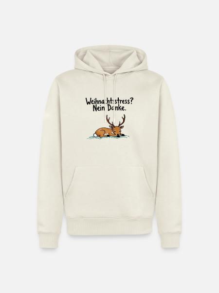 Weihnachtsstress? Nein Dank süßes Rentier - Männer Premium Bio Hoodie - Naturweiß