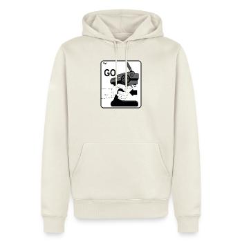 Schritt 1: LOS! – Humor für das Fahren von RC-Autos - Männer Premium Bio Hoodie - Naturweiß - Vorne - Nico (187cm)