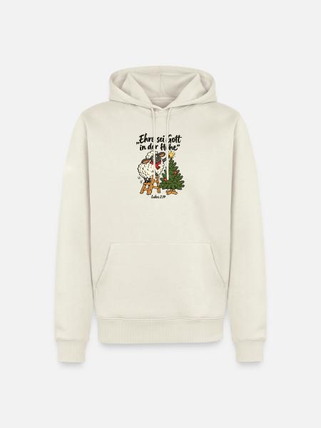 Weihnachtsbaum Schaf Weihnachtspullover Christlich - Männer Premium Bio Hoodie - Naturweiß