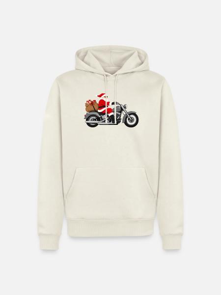 Biker Weihnachtsmann Motorrad - Männer Premium Bio Hoodie - Naturweiß
