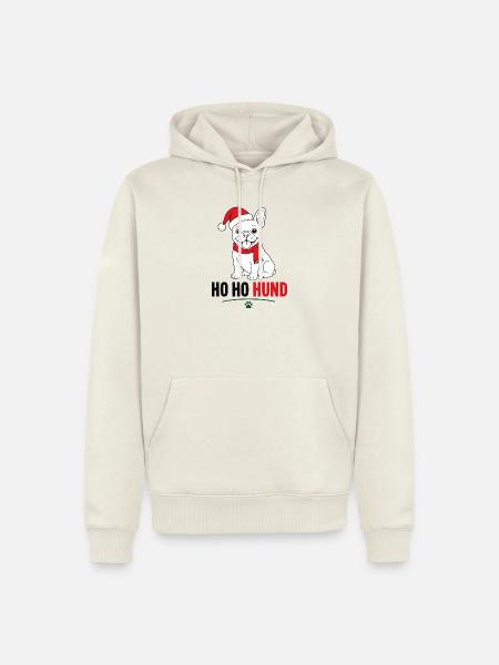 Weihnachts-Hund im Santa-Look - Männer Premium Bio Hoodie - Naturweiß