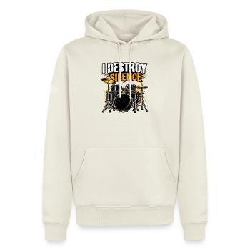 I Destroy Silence Schlagzeuger Funny Rock Band - Männer Premium Bio Hoodie - Naturweiß - Vorne - Nico (187cm)