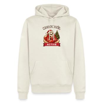 Weihnachtsmodus aktiviert – Faultier, der Weihnachten einhüllt - Männer Premium Bio Hoodie - Naturweiß - Vorne - Nico (187cm)