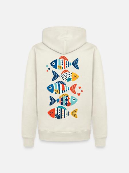 Bunte Fische mit Meeresmotiven - Männer Premium Bio Hoodie - Naturweiß