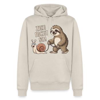 Zieh nicht so - Schnecke und Faultier - Männer Premium Bio Hoodie - Beige - Vorne - Thijin (182cm)